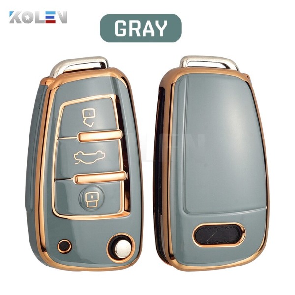 Fashion TPU Bil Flip Nøgle Etui Cover Skal Til A1 A3 8P 8L A4 A5 B6 B7 A6 A7 C5 C6 4F Q3 Q5 Q7 Q8 TT S3 S4 S6 RS Darkgreen only case