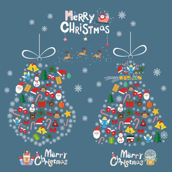 Jul Fönsterdekor Santa Claus Snowflake Stickers Vinter Väggdekor för barnrum Nyår Jul Fönsterdekorationer 45x60cm