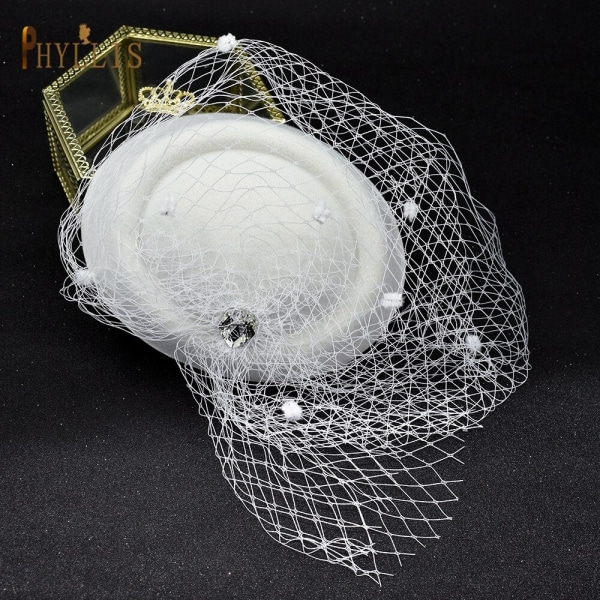 JM10 Fuglebur Slør Svart Slør Hodebånd Bryllup Fascinator Ansiktslør Sjarmerende Bryllupsslør Hatter Nettmaske Bryllupstilbehør JM10-B