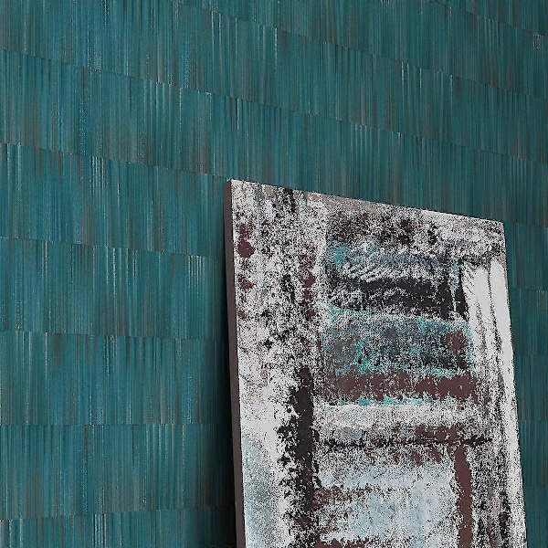 Martinique Lineær Teksturert Vinyltapet Erismann Teal Teal