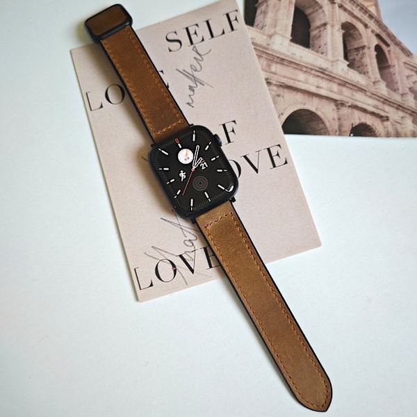 Klockarmband för Apple Watch iWatch 20MM Högkvalitativt förstklassigt läder Crazy horse-mönster mörkbrun