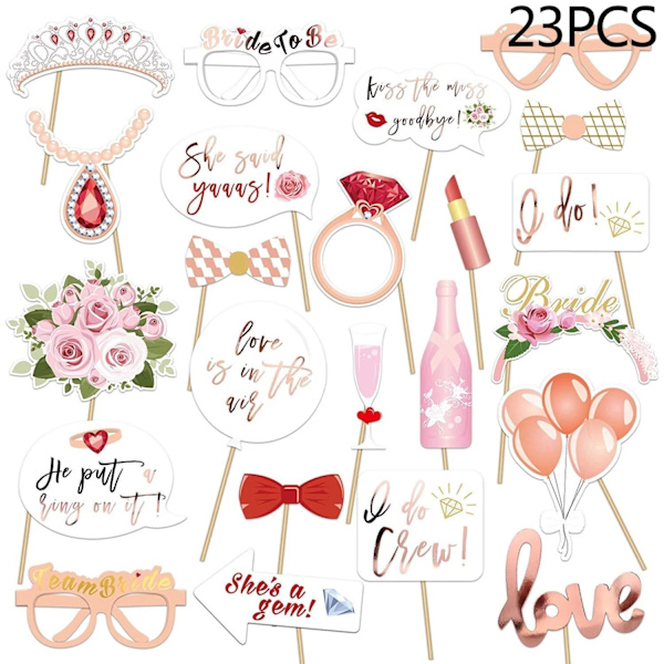 Kombinerad Rea Team Bride Möhippa Armband Blivande Brud Dekoration Mariage Tillbehör Hen Night Bröllopsmaterial Dekor Photo Props23pcs