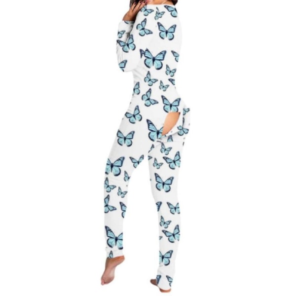 Sexiga print Dam Onesies Sleep Jumpsuit Långärmad Djup V-ringad Bodycon Pyjamas Jumpsuit Rompers Sovkläder 04 S