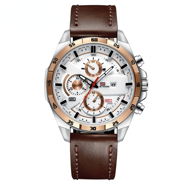 Klokker Herre Sportsklokke Belte Business Kalender Student Vanntett Klokke Casual Quartz Klokke 216PZ3 brown belt with black surface