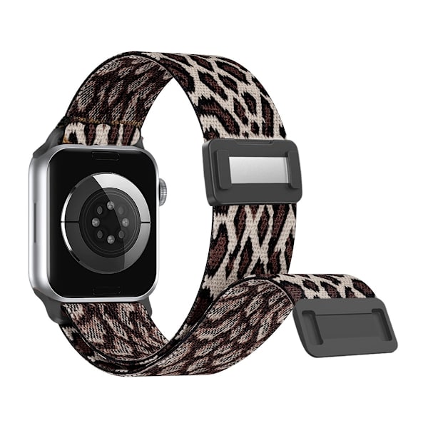 Klockarmband för Apple Watch iWatch 42/44/45/49MM Plast inre magnetspänne Aprikos leopardtryck