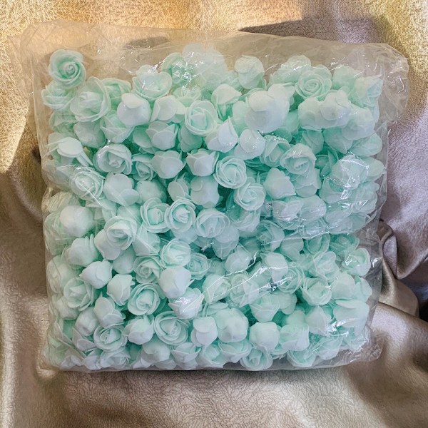50/100/200/500 st 3cm Skumros för Nalle Konstgjorda Blommor Gör-det-själv Presentförpackning Bröllop Dekorativ Jul Heminredning 20 Färger Mint Green 100
