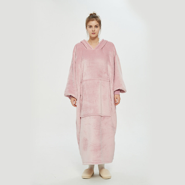 Hupullinen Lazy Blanket -villapaita, kaksikerroksinen peittopusero naisille, suojaa kylmältä syksyllä ja talvella, lämpöpyjama Lotus root starch-Long