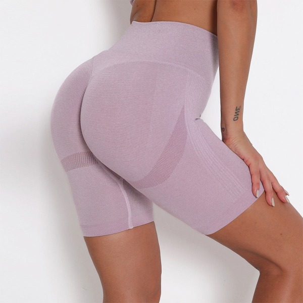 Europæiske og amerikanske højtaljede sports shorts med hofteløft til kvinder, tynde yoga bukser med hofteløft, hurtigtørrende trænings- og løbe fitness bukser 6205 shorts-yellow M
