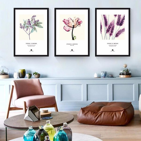 Wekity Pastoral Blomsterväggkonst Canvas Tryck Affisch, Enkel Mode Akvarell Konst Ritning Dekor för Hem Vardagsrum Sovrum Kontor och Barnrum