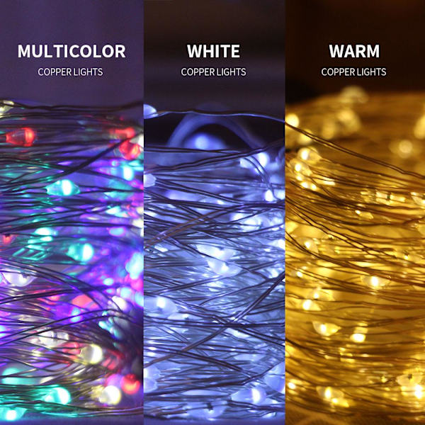 Utomhus LED Ljusslinga 10m 20m Fjärrkontroll Timer Batteri USB Trädgård Fairy Light För Hemfest Juldekoration Cool white Battery box 10M 100LED