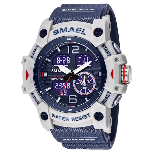 Militærklokke Kvarts Armbåndsur Sport 50M Vanntett Vekkerklokke Lys Analog Digital Herreklokker 8007 Herreklokker Digital ARMY-GREEN