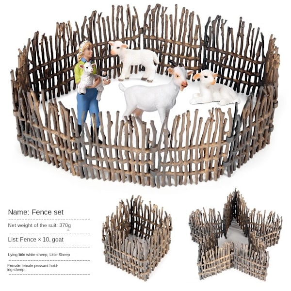 Mikro Landskap Scen Dekoration Hästgård Leksak Ladugård Djurmodell Leksaker Simulering Staket Tillbehör Djur Sandbord Leksak [DML] 7-piece fence set