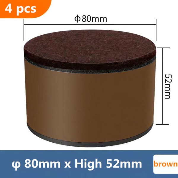 Multifunktionell Kvalitetsbord Soffa Höjd Fotplatta Golvskydd Möbelben Skrivbord Slitstarka Fötter Pads Matta 4st/lot brown 80x52mm