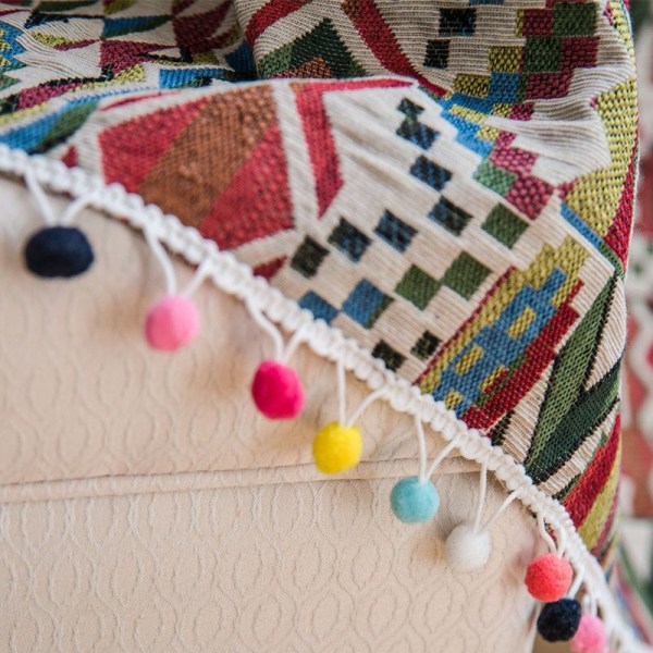 Boho Geometrinen Boheemi Verho Makuuhuoneeseen Olohuoneeseen Puuvilla Pellava Painetut Koristeverhot Tupsulla Kodin Sisustus E0014 W150XH280