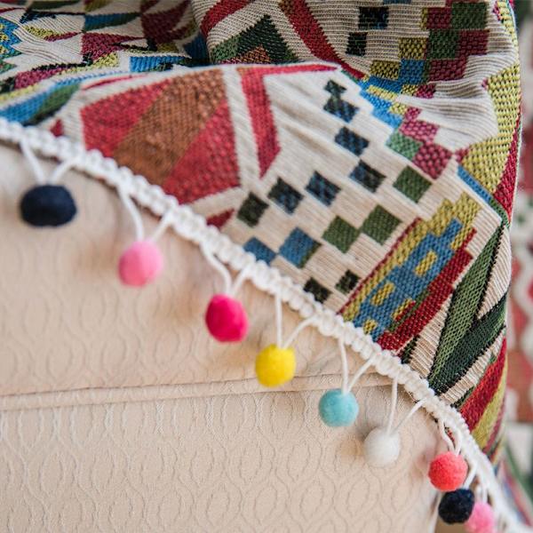 Boho Geometrisk Bohemsk Gardin For Soverom Stue Bomull Lin Trykte Dekorative Gardiner med Dusk Hjemmedekorasjon E0014 W150XH280