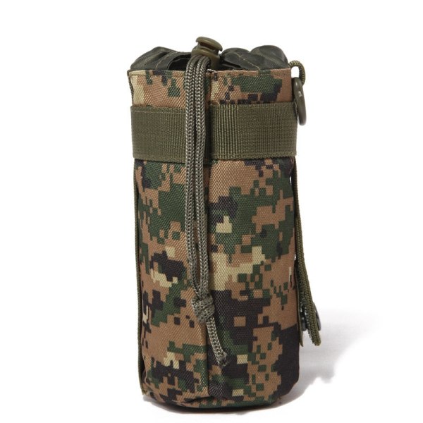 Tactical Molle Vattenflaskväska Militär Utomhuscamping Vandring Dragsko Vattenflaskhållare Multifunktionsflaskpåse Black with strap1