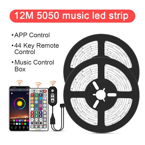 LED Strip Ljus RGB 5050/SMD2835 Flexibel Ribbon DIY Led Ljus Strip RGB Tejp Diod DC 12V bluetooth Julbelysning 5m bluetooth 20key 0 - 5W