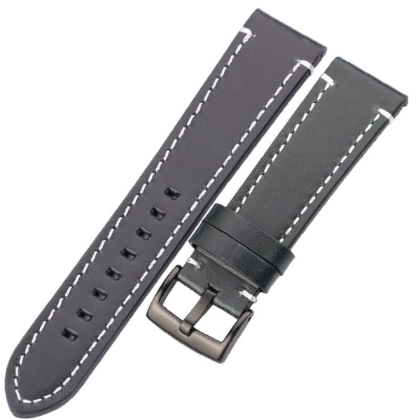 Ekte Skinn Klokkereimer 18mm 20mm 22mm 24mm Svart Mørkebrun Dame Herre Klokkebånd Rem Belte Med Spenne Green Silver Clasp 22mm