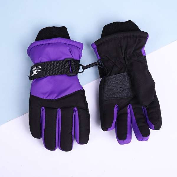 Nye vindtette varme skihansker for riding, vinter utendørs riding, barn snøskøyter, snowboard, barn vanntette pustende votter Purple