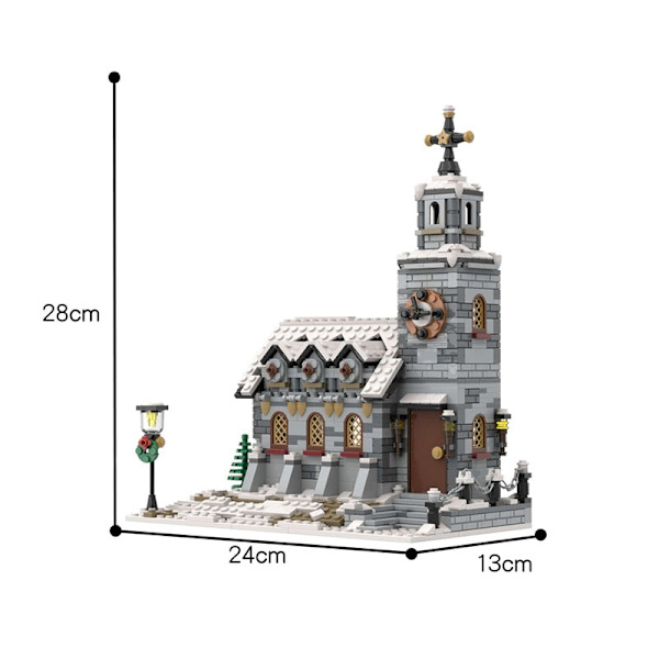 MOC Den Middelalderlige Arkitektur Og Lastbil Vinterlandsby - Markedsboder Byggeklodser Sæt Julebil Kirke Klodser Legetøj Gave 189PCS