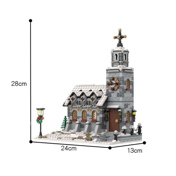 MOC Den middelalderske arkitekturen og lastebil vinterlandsby - Markedsboder Byggeklosser Sett Julebil Kirke Klosser Leker Gave 523PCS