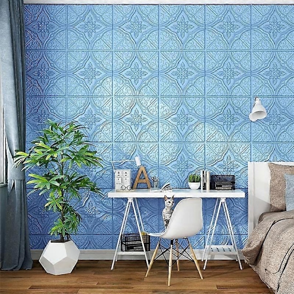 1/5/10 kpl 70*70cm Katto Itseliimautuva Lämmin Makuuhuone 3D Kolmiulotteinen Seinä Kiinnitetty Taustaseinään sininen 1kpl 70*70 blue 1pcs 70*70
