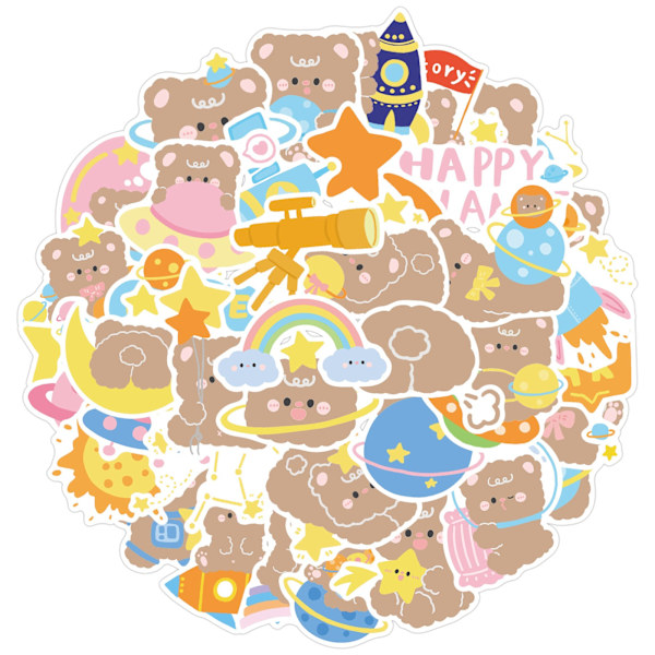 40 st Matdagbok Björn Graffiti Stickers Trolley Väska Vattenkopp Anteckningsbok Vattentäta DIY Stickers Astronaut bear