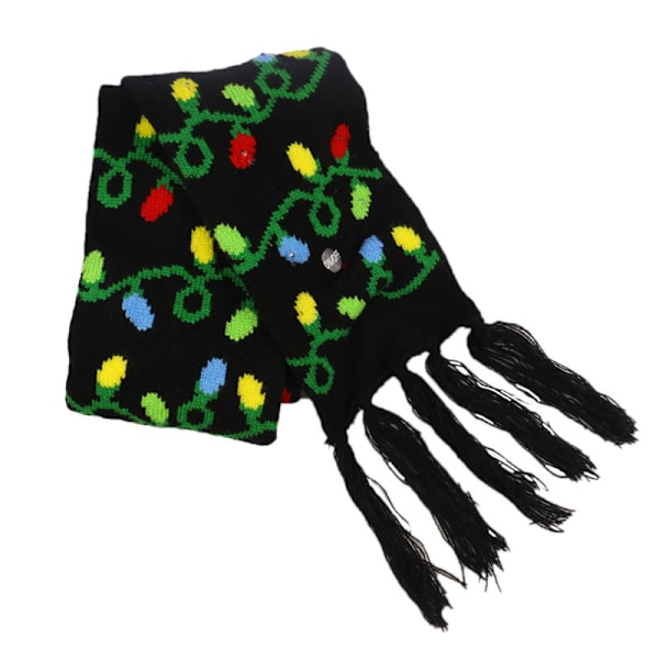 Talvinen joulu -sarjan villapipo LED-valolla, lämmin neulottu hattu ja huivi -setti Christmas tree hat Adjustable