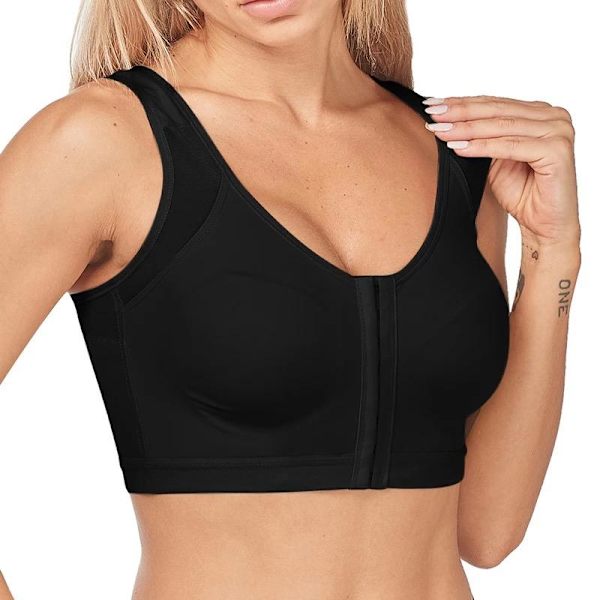 Hållnings-BH Toppar med Knäppning Fram Dam Underkläder Push Up Sport-BH Full Täckning Ryggstöd BH Trådlös Damunderkläder Stor Storlek 5XL Black 4XL