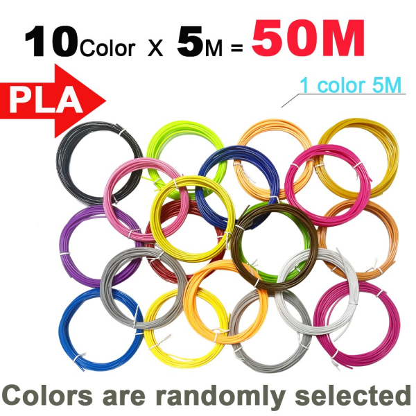 10/20 Rullaa 10M Halkaisija PLA Filamentti 3D-kynätulostusmateriaaliin 1.75mm 200M Hajuton Turvallinen Muovitäyttö 3D-tulostinkynälle PLA-5Meter-20Color As photo