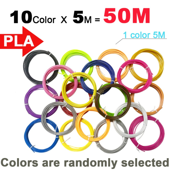 10/20 rullar 10M diameter PLA-filament för 3D-penna utskriftsmaterial 1,75 mm 200M Ingen lukt Säkerhet Plastpåfyllning för 3D-skrivare Penna PLA-5Meter-10Color As photo