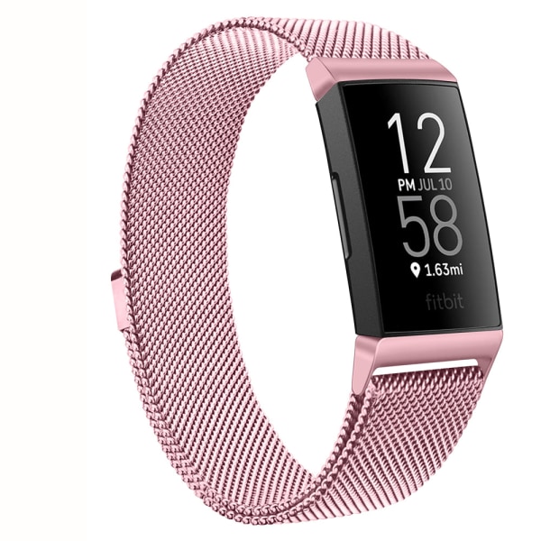 Magnetisk Milanese-reim i metall for Fitbit Charge 4 3, erstatningsarmbånd for Fitbit Charge 3 SE, reim for menn og kvinner Wine Red Size L