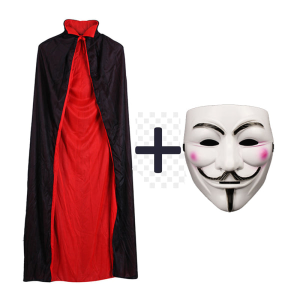 Halloween Masquerade Cloak Mask V för Vendetta Cosplay Kostymer Kappor Mantle Mask Suit style1 90cm cloak