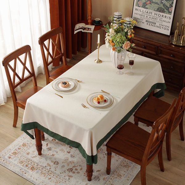 Enfärgad bordsduk amerikansk matbordstyg i västerländsk stil Rektangulär skrivbordsduk Nordisk enfärgad duk Soffbordsduk Lotus White 90*140cm