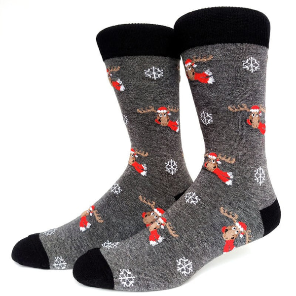 59 Stil Herr Julstrumpor Rolig Xmas Jultomten Träd Snöflinga Älg Snow Bomullsrör Crew Happy Sock Herr Nyår Sokken 11 EU 38-45