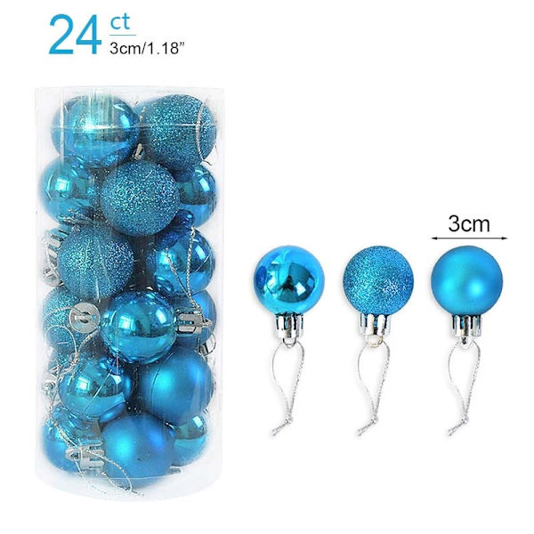 1 eske Julekuler Juletrepynt Julekule Xmas Hengende Treanheng Hjemmefestdekor 2023 Nyttårsgave Noel Navidad 24pcs blue as picture