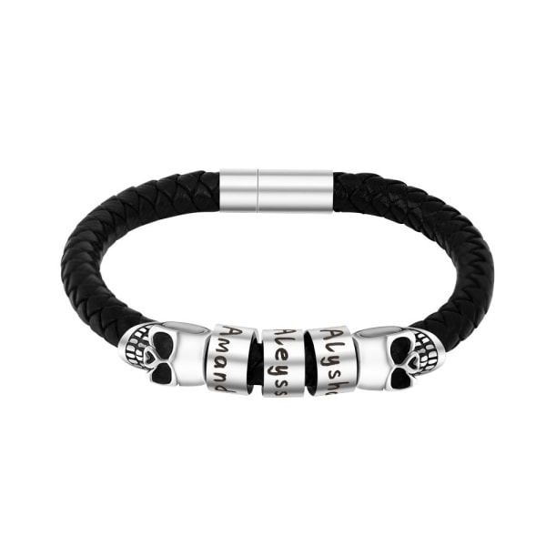 Dubbelskallearmband i rostfritt stål Herrarmband Magnetisk Snap Personlighet Trend Flätat armband Present 3 beads bracelet lettering content