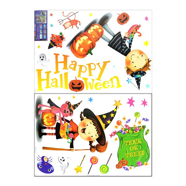 Avtakbare Halloween Veggklistremerker Skrekk Grim Reaper Heks Gresskar Vindusklistremerker For Halloweenfest Hjem Bar Gulv Veggdekor A05-1set