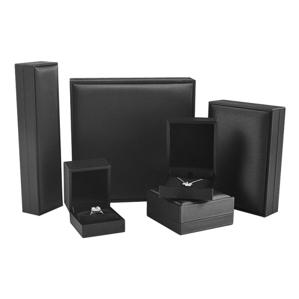 4 stk./sæt Smykkeskrin Børstet PU Gave Ring Vedhæng Halskæde Armbånd Holdere Etui med 4 æsker Silver 4 boxes