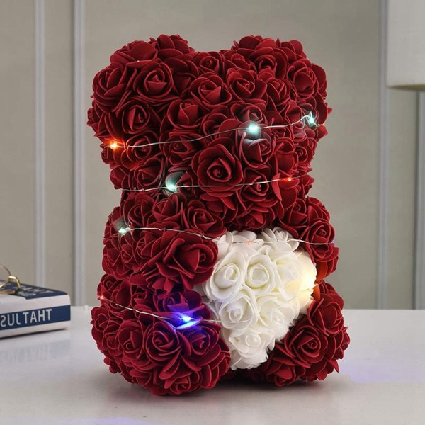 Julklapp Rosbjörn PE Skum Konstgjord Blomma Flicka Alla Hjärtans Dag Present Färgstarka Ljus Kärlek Rosbjörn White love pink bear 40cm high
