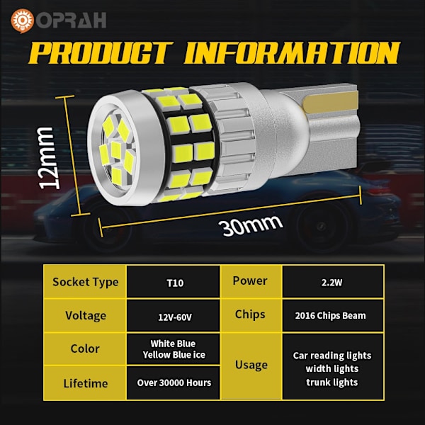 10st 12V 24V LED T10 W5W 194 168 Bil Lastbil Signallampor Canbus 2016SMD Inget Fel Sido Parkerings DRL Lampor Kupol Läslampa Diod Red