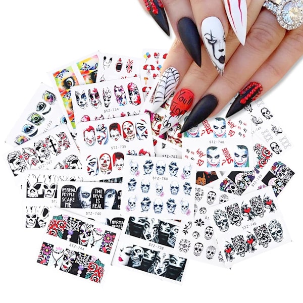 Halloween Serie Nagelstickers Set Söta Pumpa Dödskalle Transfer Sliders För Naglar Vattenstämpel Temporära Tatueringar Dekaler CHSTZ856-879 STZ808-855 19Leopard