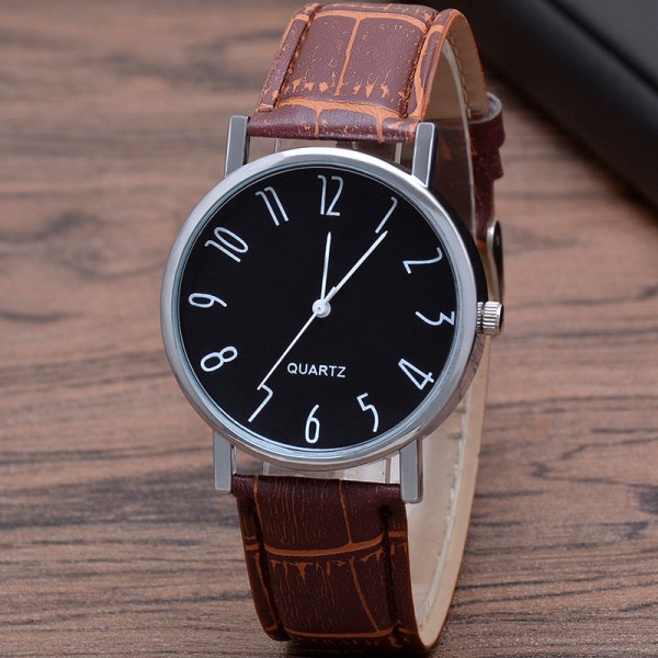 Gave Tre Øyne Herreklokke Herre Quartz Klokke Blått Lys Glass Rem Klokke Herreklokke D white surface black belt