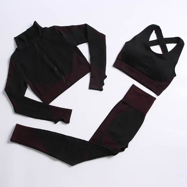 Yoga Set Workout gym kläder fitness för träningsoverall för kvinnor bar pents purple L