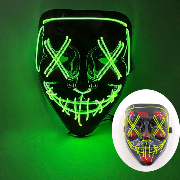 Halloween Neon LED Purge Maske Maskerade Festmasker Lysende I Mørket Sjove Masker Cosplay Kostume Tilbehør 09