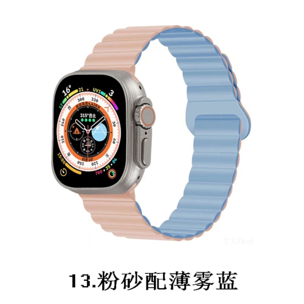 Urrem til Apple Watch iWatch 38/40/41 S10 42mm Pink sand med tågeblå