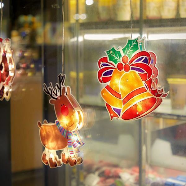 Fönsterhängande Ljusslingor Juldekoration Butik Atmosfär Scen Layout Jul LED Sugpropp Dekorativa Ljus Small elk [25*17.5]]