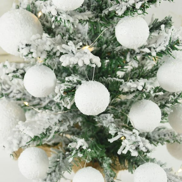 Vita skum jul bollar ornament för Xmas träd hängande hängsboll semester nyår bröllop fest hem dekoration leveranser A- Mixed Set- 18PCS As picture