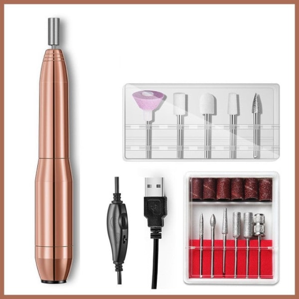 Elektrisk nagelborrmaskin 20000 rpm set USB -laddningsfräs för manikyr nagelfil Pedikyrverktyg Rose Gold