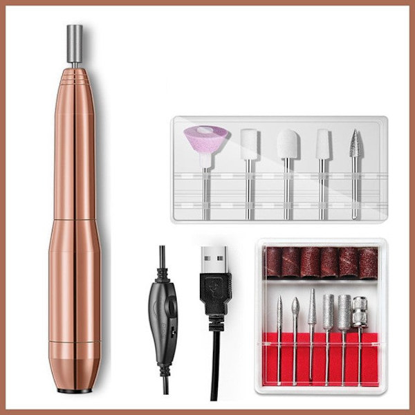 Elektrisk nagelfilmaskin 20000 RPM Manikyrset USB-laddning Fräs för manikyr Nagelfil Pedikyrverktyg Sliver